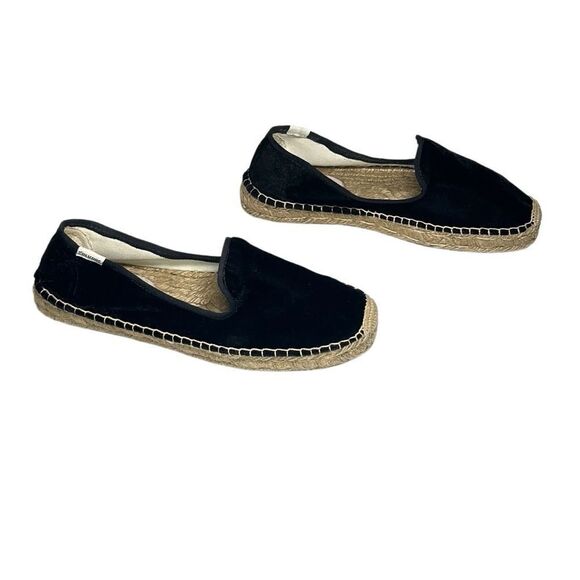 Soludos - Women’s Espadrilles, ‘The Smoking Slipper’ Velvet, Flat - Black Size 8 - Picture 7 of 16